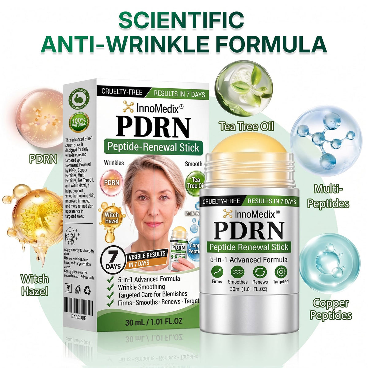 InnoMedix® 🧬𝑷𝑫𝑹𝑵 𝑨𝒏𝒕𝒊-𝑨𝒈𝒊𝒏𝒈 & 𝑻𝒂𝒓𝒈𝒆𝒕𝒆𝒅 𝑺𝒌𝒊𝒏 𝑹𝒆𝒏𝒆𝒘𝒂𝒍 𝑺𝒕𝒊𝒄𝒌 (𝑯𝒆𝒍𝒑𝒔 𝒗𝒊𝒔𝒊𝒃𝒍𝒚 𝒔𝒎𝒐𝒐𝒕𝒉 𝒘𝒓𝒊𝒏𝒌𝒍𝒆𝒔, 𝒔𝒖𝒑𝒑𝒐𝒓𝒕𝒔 𝒂 𝒇𝒊𝒓𝒎𝒆𝒓-𝒍𝒐𝒐𝒌𝒊𝒏𝒈 𝒔𝒌𝒊𝒏 𝒂𝒑𝒑𝒆𝒂𝒓𝒂𝒏𝒄𝒆 & 𝒊𝒎𝒑𝒓𝒐𝒗𝒆𝒔 𝒕𝒉𝒆 𝒂𝒑𝒑𝒆𝒂𝒓𝒂𝒏𝒄𝒆 𝒐𝒇 𝒗𝒊𝒔𝒊𝒃𝒍𝒆 𝒔𝒌𝒊𝒏 𝒔𝒑𝒐𝒕𝒔)